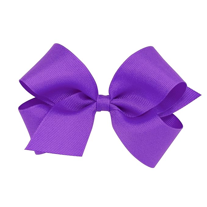 Wee Ones Baby Girls' Medium Grosgrain Hair Bow on a WeeStay Clip w/Plain Wrap - Delphinium,One Size