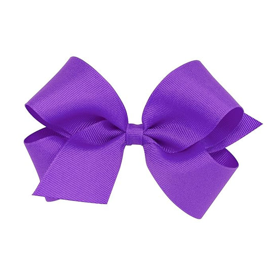 Wee Ones Baby Girls' Medium Grosgrain Hair Bow on a WeeStay Clip w/Plain Wrap - Delphinium,One Size