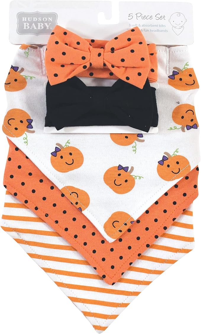 Hudson Baby Unisex Baby Cotton Bib and Headband Set