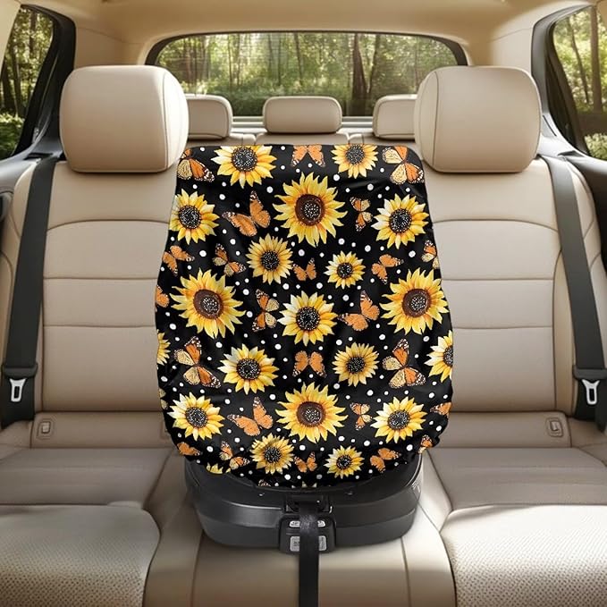 XYZCANDO Sunflower Print Baby Car Seating Sun Shade Cover Elegant Summer Baby Car Seat Cover Breathable Car Seat Sun Cover for Baby Easy to Install Car Seat Covers Gift for Birthday
