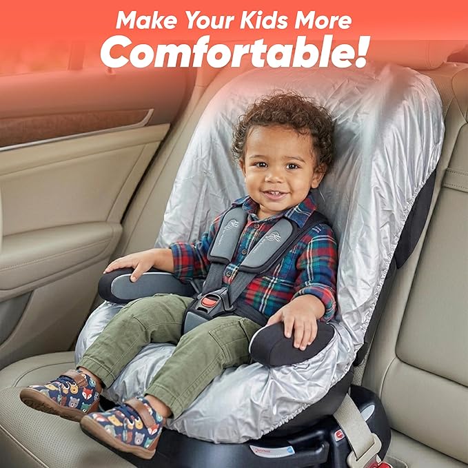 EcoNour Baby Car Seat Sun Shade Cover | Infant Carseat Heat Protector Keeps Toddler Seat at a Cool Temperature | Reflective car seat Sunshade Blocks Out Heat | Baby Travel Accessories