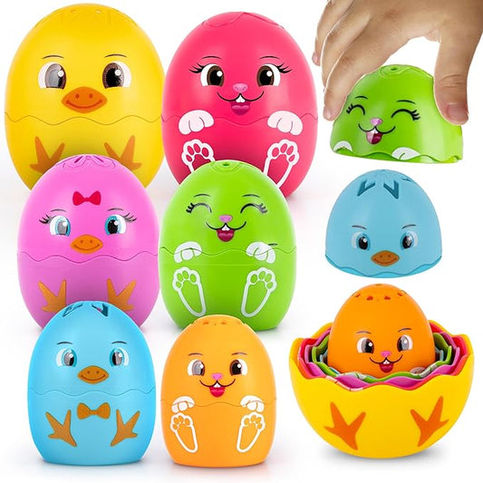 ArtCreativity Stacking Egg Cup Bath & Pool Toys – Set of 11 – Nesting Bunny & Chick Water Toys for Toddlers – Colorful Educational & Playtime Toys for Kids – Baby Bath Toy Set for Ages 3+