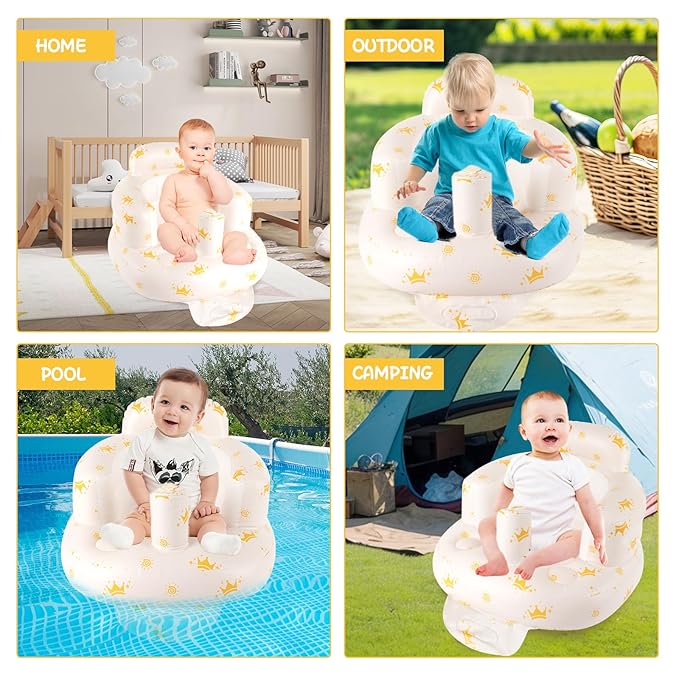 TDTOK Inflatable Baby Seat for Baby 3 Months Up, Portable Sit Me Up Floor Seat with Built in Air Pump Chair with Back Support