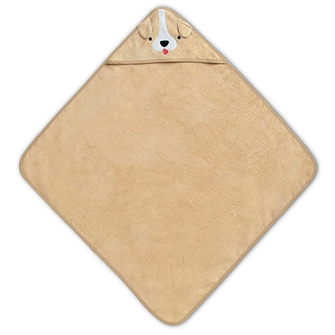 Delta Children Baby/Infant Hooded Bath Towel - Super Soft and Absorbent- Newborn Essential - Ideal Baby Registry/Shower Gift for Boys and Girls, Tan Dog