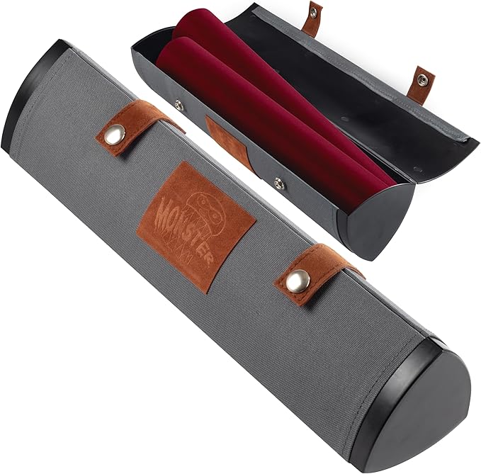 Monster Protectors Hard-Cased Playmat Tube - Premium Prism-Shaped Canvas Play Mat Holder with Fabric Interior and Snap Closure - Won't Roll Off The Gaming Surface- Holds up to 2 Mats Like No Other