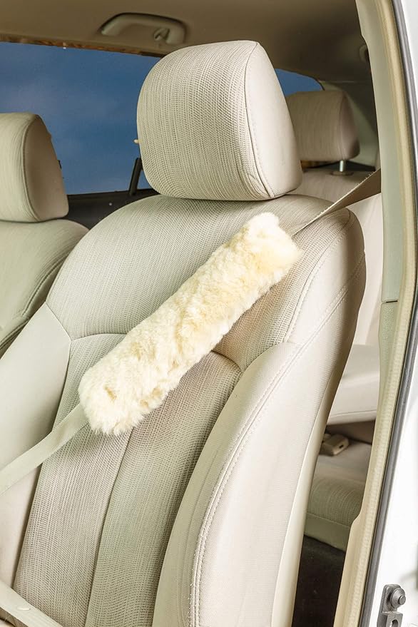 Engel Worldwide Twin Pack! Soft, Comfortable Universal Fitting Genuine Merino Sheepskin Seat Belt Shoulder Cover Pads for Adults, Children, Youth. Multiple Colors Available (Gobi)