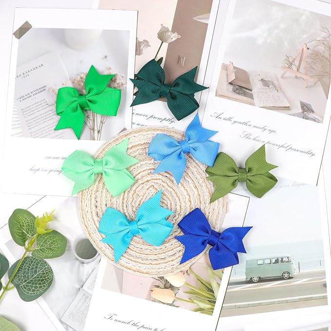 Baby Hair Clips for Girls 40PCS - 2" Girls Fully Lined Bows Hair Pins Tiny Hair Bows Alligator Clips for Baby Girls Infants Toddlers 40 Colors