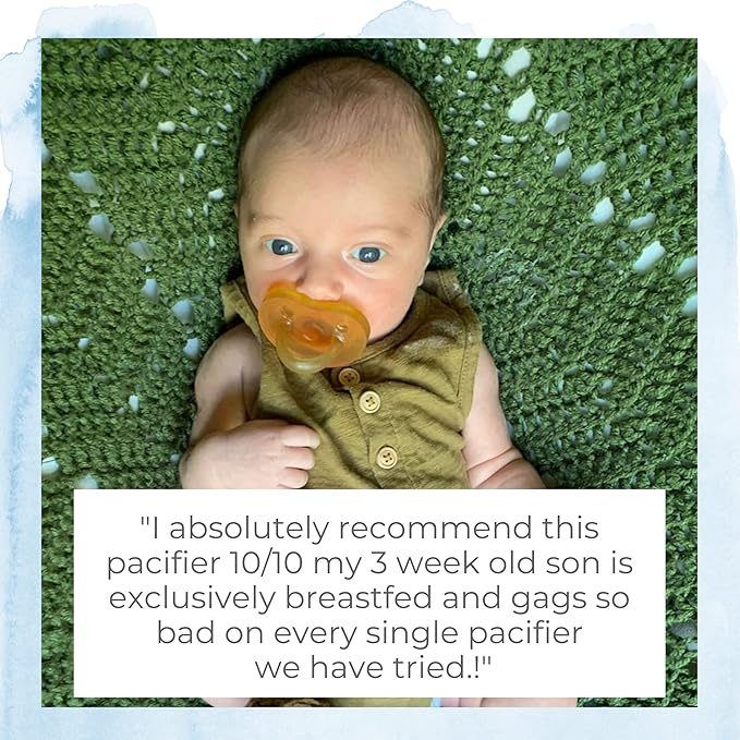 Simply Rubber Pacifiers - Preemie - Shorter Nipple (Less Gagging) - Small Newborn (0-6 mos) - Breastfed Babies - Rounded Nipple - 100% Natural Rubber - Easy to Clean - One-Piece Design