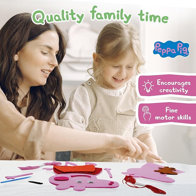 LUPPA My First Sewing Kit for Kids – Peppa Pig Beginner Kids Easy DIY Projects Peppa Pig & Peppa's Bear, Complete Arts & Crafts Set with Instructions & Felt – Girls, Boys Learning to Sew & Embroider
