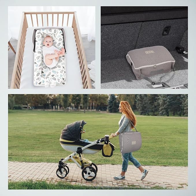 Portable Baby Lounger, Soft Baby Nest Cover Breathable Cotton Fabric, Adjustable Infant Lounger for Baby, Adjustable Size and Strong Zipper, Extended Space for Newborn 0-24 Months, Leaf