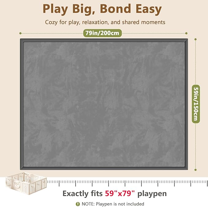 Floisdace Baby Play Mat for Floor, 1.3'' Thick Memory Foam Tummy Time Mat - Super Soft Coral Velvet Nursery Rug with Non-Slip Backing, Crawling Rug for Toddlers/Infants, Yoga & Tatami Use, 59''x79''