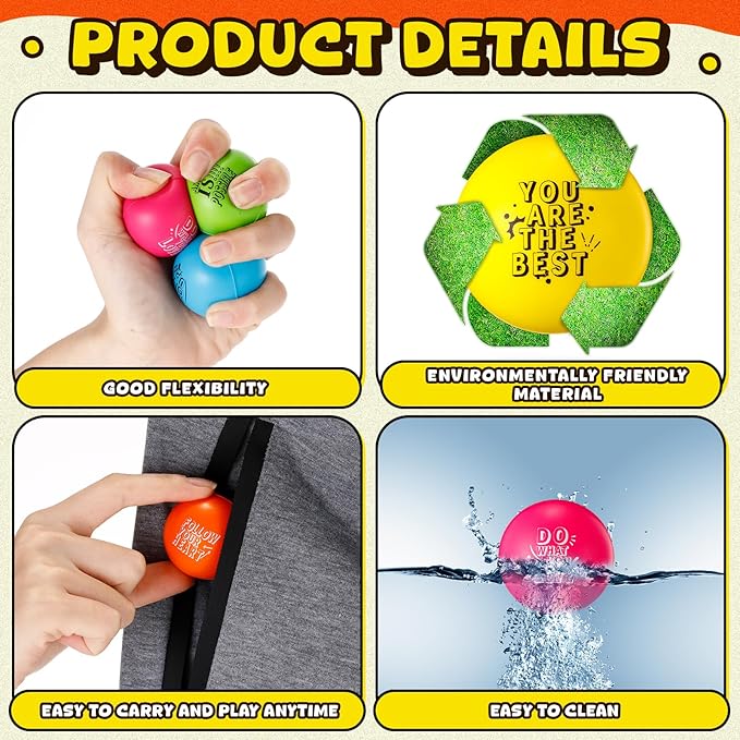 Leyndo 200 Pcs Stress Balls for Adults & Kids Bulk Motivational Quotes Stress Relief Colorful Foam Squeeze Balls Relief at Work/School/Home, Perfect Party Favors, Light