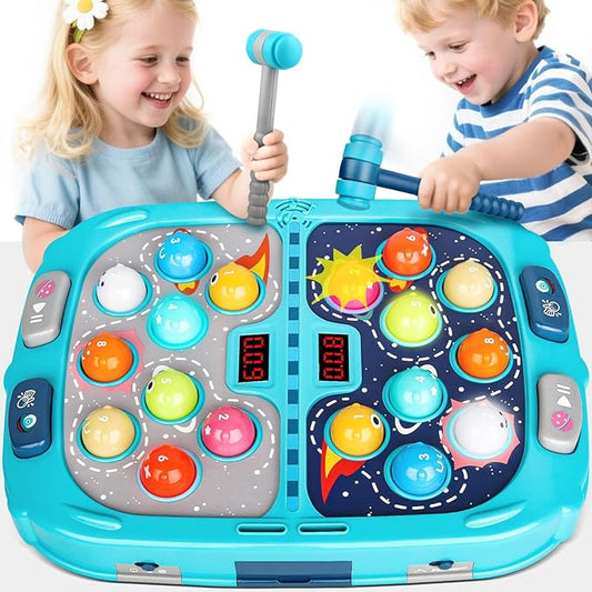 WAYKEE Whack a Game Mole, Toys for 3 4 5 6+ Year Old Boys Girls, Whack a Game for Kids, Gifts for 3-12 Year Old Boys Girls, Interactive Educational Toys with Double Hammers Sound and Light