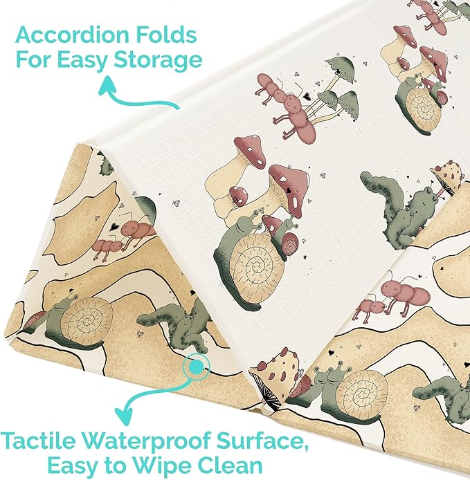 JumpOff Jo Foldable Foam Play Mat – Large Waterproof Baby & Toddler Activity Floor Mat, Double-Sided 70 x 59 Inch Play Surface