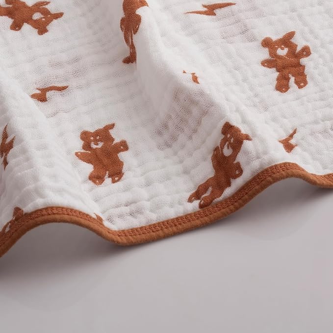 Muslin Hooded Baby Towels for Newborns, 32"x32", 100% Cotton – 6 Layers Super Soft Absorbent Breathable, Baby Bath Towel, Toddler Bath Towel – Pack of 2