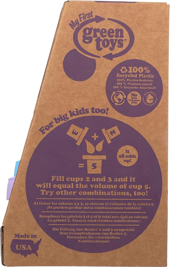 Green Toys Stacking Cups, Purple/Blue/Green - 6 Piece Motor Skills, Building, Stacking Toy Set. Safe for Babies and Toddlers. Dishwasher Safe, Recycled Plastic, Made in USA.