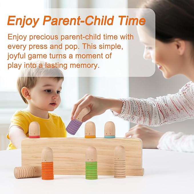 ALLABC Baby Pop Up Doll Cause and Effect Toys for Kids Ages 3-5 Preschool Games Wooden Montessori Toys for Toddlers 1-2-3