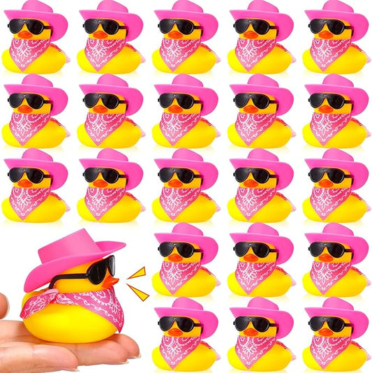 Sosation 24 Set Cowboy Rubber Duck Bulk Mini Yellow Duckies Bath Party Tiny Ducks Bathtub Toy with Cowboy Hat Paisley Bandanas Sunglasses for Birthday Party Favor(Elegant Style)