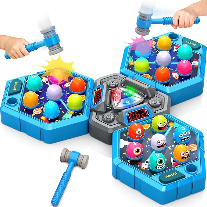 Whack Game Mole for Toddlers, Toys for 3 4 5 6 7+ Year Old Boys Girls,Pounding Toys for Age 3-8, Birthday Gift for 3-12 Year Old Boys Girls, Interactive Educational Toys with 3 Modes,1-3 Player
