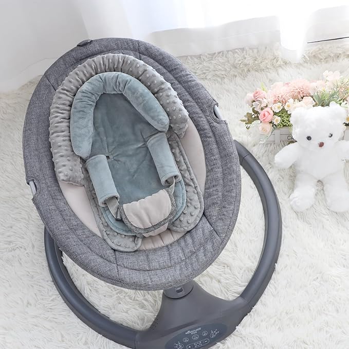 Infant Car Seat Insert, Baby Car Seat Head & Body Support with 2 Straps Pads, Ultra Soft Newborn Preemie Carseat Insert Cushion for Girls Boys, Fits Car Seat, Stroller, Swing, Bouncer, Grey