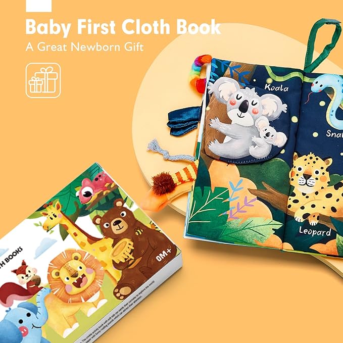 hahaland Baby Books 0-6 Months,Infant Tummy Time Toys High Contrast Sensory Baby Toys 6 to 12 Months Touch Feel Book Gift Christmas Stocking Stuffers for Boys Girls 0-3 Months Book Early Learning Toy