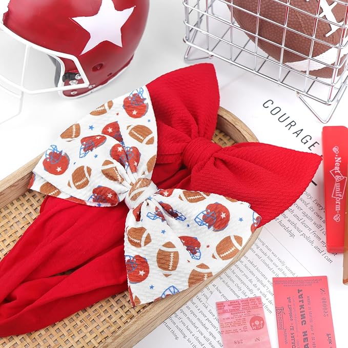 Baby Girl Football Headbands Hair Bows Super Bowl Hair Accessories for Newborn Infant Toddler Babies Headband Baby Girl Football Outfit