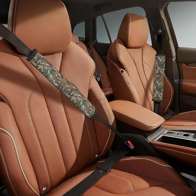 2 Pack Seat Belt Covers Brown Camouflage Seat Belt Covers for Men Womens Car Seat Belt Strap Cover Shoulder Pad Universal Car Interior Accessories Fit for Car Truck SUV