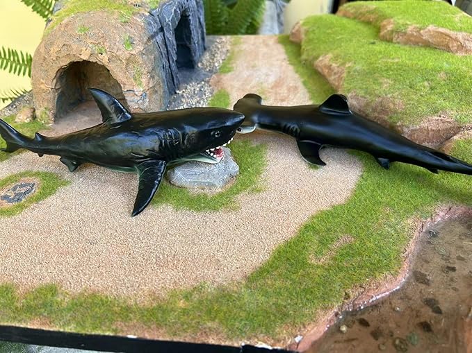 Gemini&Genius Great White Shark Hammerhead Shark Toy Set - Sea Animal Action Figure Ocean Model Toy Set -10 Inches Length -Educational, Role Play, Swim, Bath and Collectors for Kids
