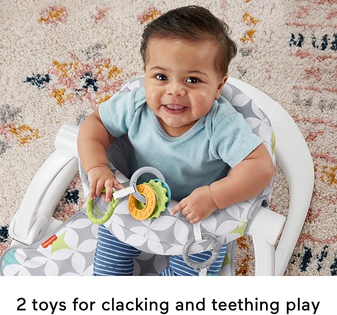 Fisher-Price Baby Portable Chair Sit-Me-Up Floor Seat with Developmental Toys & Machine Washable Seat pad & Newborn Toys Rattle 'n Rock Maracas, Set of 2 Soft Musical Instruments