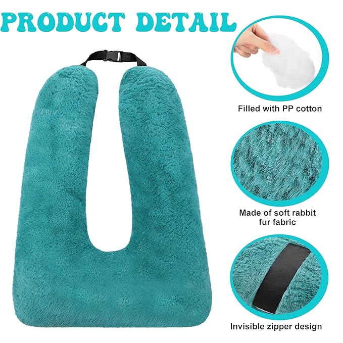 Hoteam 2 Pcs Travel Pillow Car Sleeping Kid Neck U Shaped for The Back Seat Adults Children Head and Body Support Long Distance Journey Accessories (Turquoise)