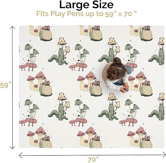 JumpOff Jo Foldable Foam Play Mat – Large Waterproof Baby & Toddler Activity Floor Mat, Double-Sided 70 x 59 Inch Play Surface