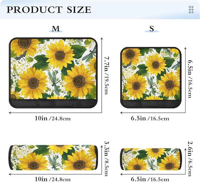 2 Pack Seatbelt Covers Seat Belt Cover Pad for Adults Boys Girls Car Seat Strap Covers Pads Cushion Universal Shoulder Strap Pad Protector for Backpack Camera Bag 10x7.7Inch Cute Yellow Sunflowers and