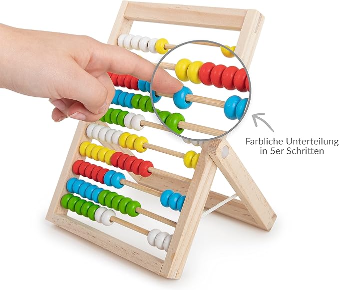 TRENDHAUS 956477 ABC Champions Wooden Counting Frame, 100 Sliders for Primary School