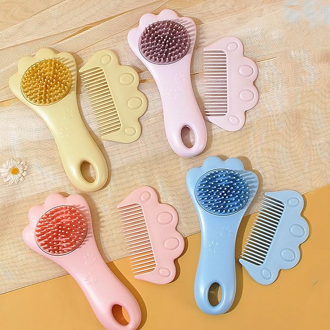Baby Hair Brush,Toddler Hair Comb,Baby Hair Brush Comb Set,Small Cute Comb for Wet Dry Hair - Silicone Gentle Bath Brush Scalp Massager Brush for Newborns Toddlers Perfect Baby Registry Gift (Pink)