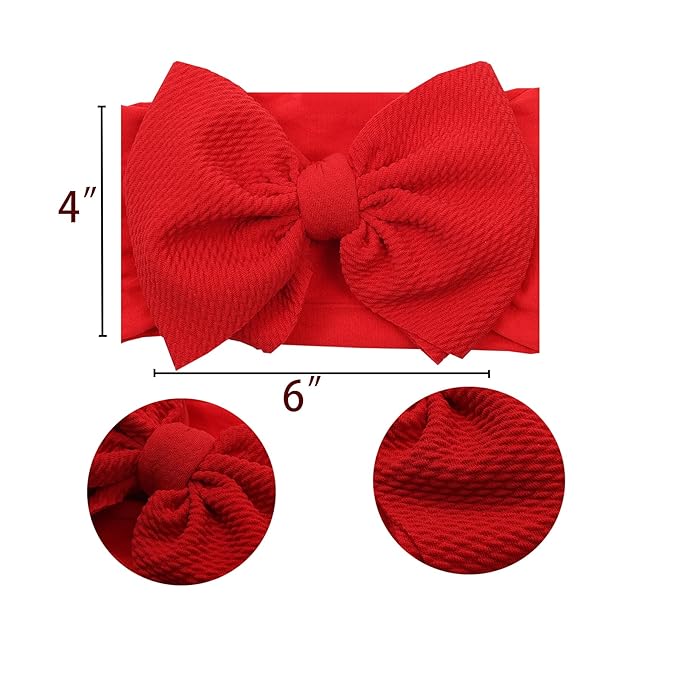 Valentines Baby Girl Bows Newborn Headband Infant Big Bows for Birthday/Baby Shower/Photography/Baby Gifts (Red&Pink)