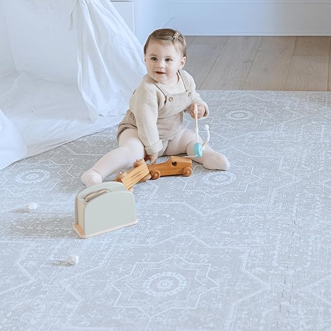 Little Landings Baby Play Mat for Floor - Layla (6x6ft) - Premium EVA Foam Play Mat for Babies & Toddlers (Ages 0-5+) - Non-Toxic Playmat for Tummy Time, Crawling & Playroom - Stylish & Comfortable