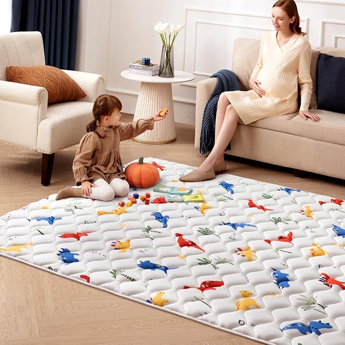 Odorless Premium Foam Baby Play Mat 79" x 59", Soft Microfiber Fabric Crawling Mat for Floor- Comfortable and Hypoallergenic, Non-Slip Cushioned Floor Playpen mat for Infants,Babies,Toddlers