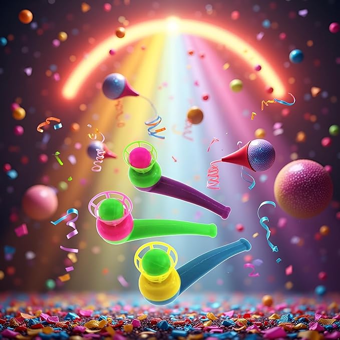 3Pcs Suspended Blowing Pipe Floating Ball Training Floating Blowing Balls Plastic Balls for Floating Blow Pipe Ball Activity Centers