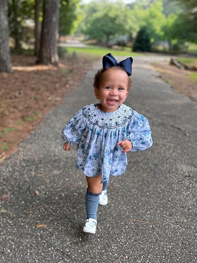 Wee Ones Girls' Classic Grosgrain Hair Bows with Plain Wrap Center, No-Slip Hair Clip, Handmade, Navy, King