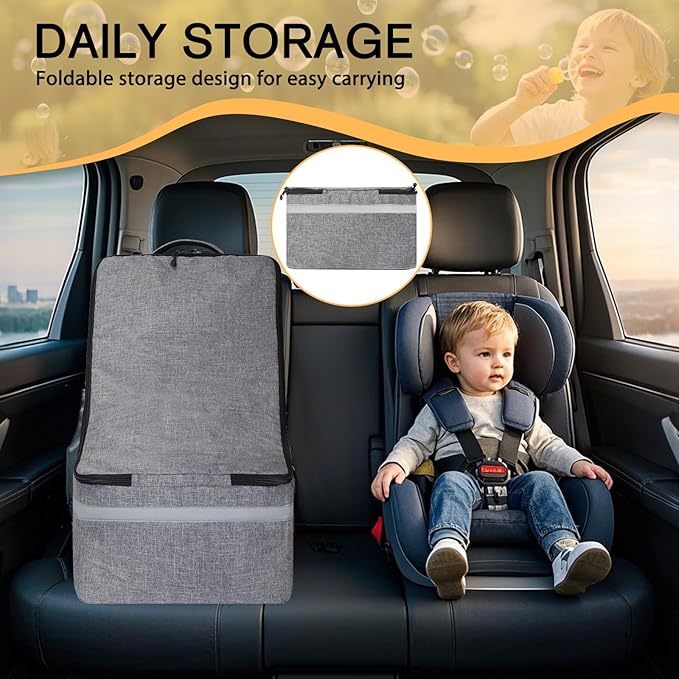 LARIPOP Car Seat Travel Bag for Airplane, Universal Gate Check Car Seat Bag, Padded Backpack with Waist Belt, Reflective Strips & Protective Feet, Fits Infant Convertible Booster Seats, Grey