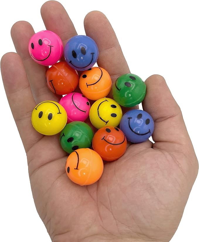 by M&M 2174 Pk12 Smiley Rubber Bouncers - Colorful Assorted Bouncy Ball Bird Foot Toys, Cute Smily Faces, Bright Colors, Small & Med Size Birds Budgie Conure Cockatiel Parrotlet