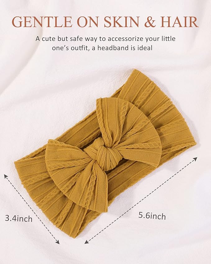 jollybows 6pcs Baby Nylon Headbands Hair Bow Elastics Hairbands Hair Accessories for Baby Girls Newborn Infant Toddlers Kids (Natural colors)