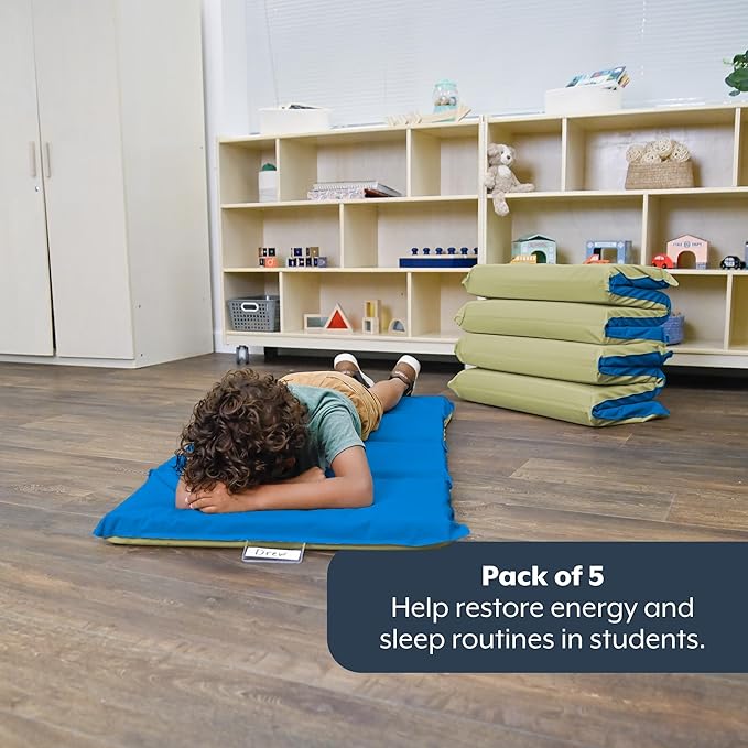 Children's Factory Nap Mats, 2 inch Thick Toddler Sleeping Mats for Preschools and Daycares, Comfortable and Soft 4 Section Folding Nap Pad