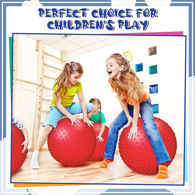 Large Sensory Massage Ball Bouncy Exercise Ball with Tactile Spikes 22 inch Big Inflatable Balls with Air Pump for Girls Boys Outdoor Indoor Pool Beach