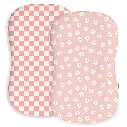 Baby Lounger Cover for Boys and Girls, Soft Breathable Polyester Cover, Fits Most Lounger Pillows, Cute Patterns, Durable and Machine Washable (Daisy Check, Envelope)