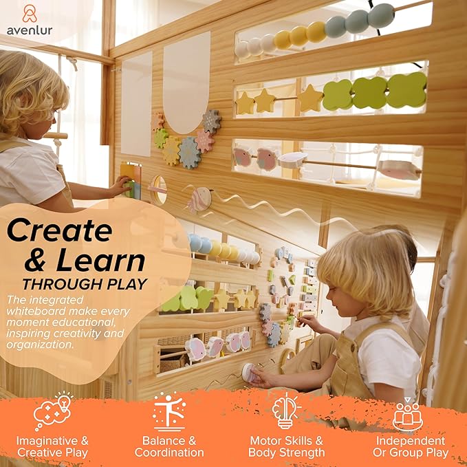 Avenlur Montessori Gym Alpine Wooden Jungle Gym with Indoor Swing, Toddler & Baby Climbing Toys, Rock Wall Perfect for Active Fun & Skill Development, Ages 2-8