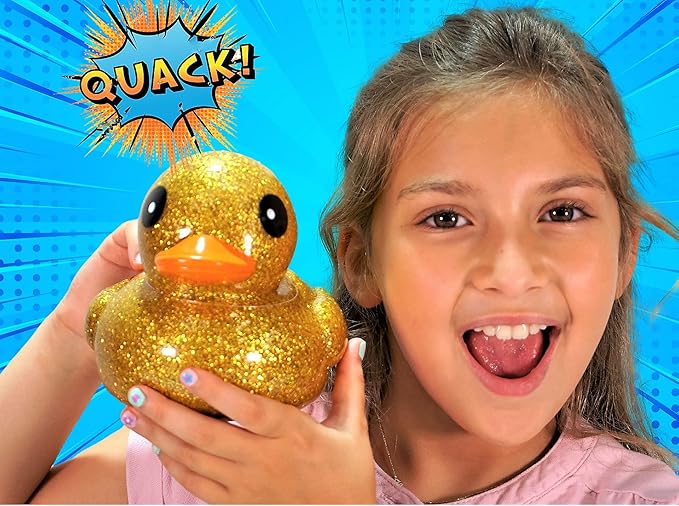 JA-RU, Giant Glitter Rubber Ducks Metallic Colors 7" (6 Units Assorted) Fidget Toy for Kids, Sensory Play Stress Relief Stocking Stuffers Supplies Pinata Filler in Bulk. Plus Sticker. 4346-6s