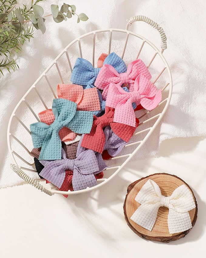 Jollybows 20pcs Baby Hair Clips Girls Bows 2" Mini Alligator Clip Toddler Pigtail Bow Fine Hair Clip Light color