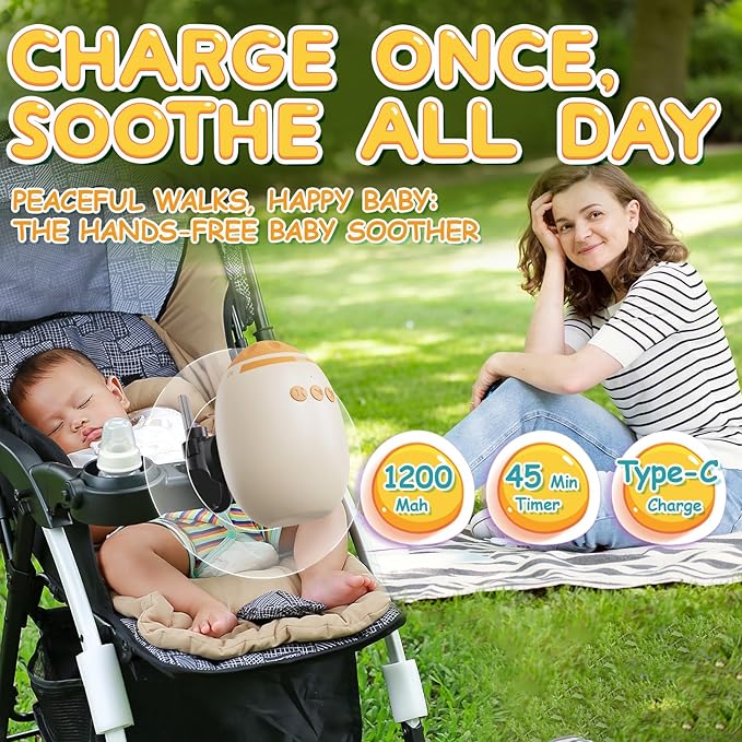 Hands-Free Baby Stroller Rocker Soother | Stroller Rocker Adjustable Vibration with 11 White Noises - Rechargeable Portable Baby Calming Device Universal Accessory for Strollers & Cribs
