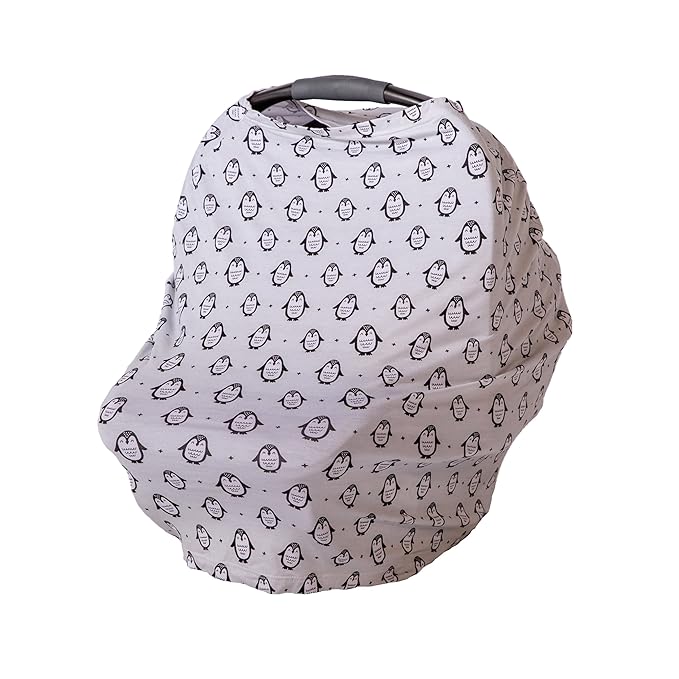 J.L. Childress 4-in-1 Car Seat Cover for Babies - Multi-Use, Stretchy Car Seat Canopy and Privacy Cover - Breastfeeding Nursing Cover - Gender Neutral Infant Shower Gift - Feathers